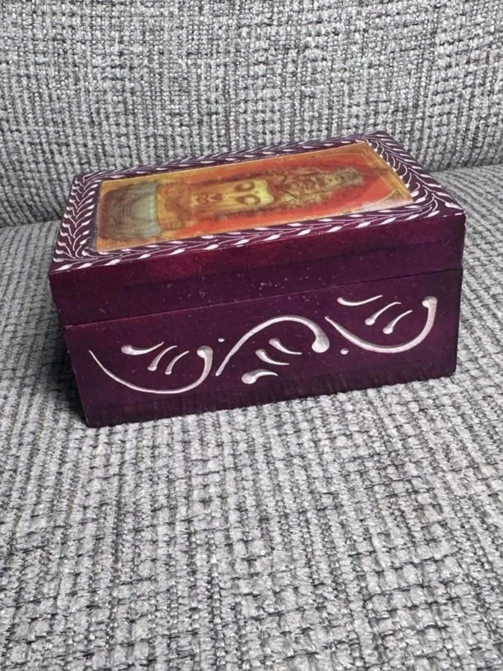 Handcrafted Purple and Gold Buddha Decorative Jewelry Box